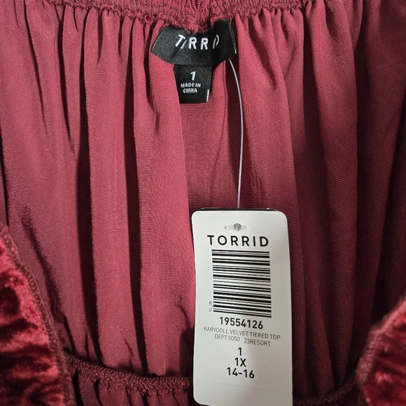 Torrid Red Babydoll Top 1X - Picture 6 of 8